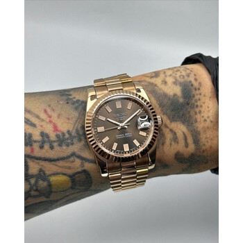 Custom Seiko Mod • Chocolate Rose Gold DateJust President • 36mm